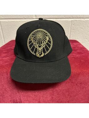 Jagermeister Snapback Hat Baseball Cap Black Gold Patch Promotional Stag Hunting
